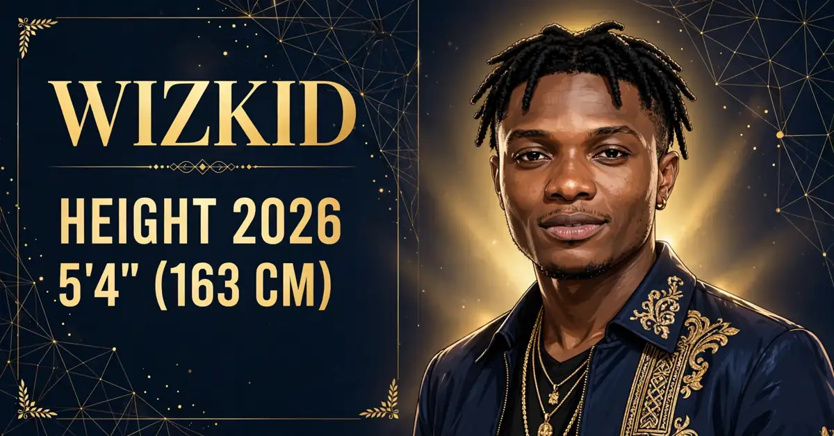 Wizkid height 2026 — verified 5 feet 4 inches tall, illustrated portrait