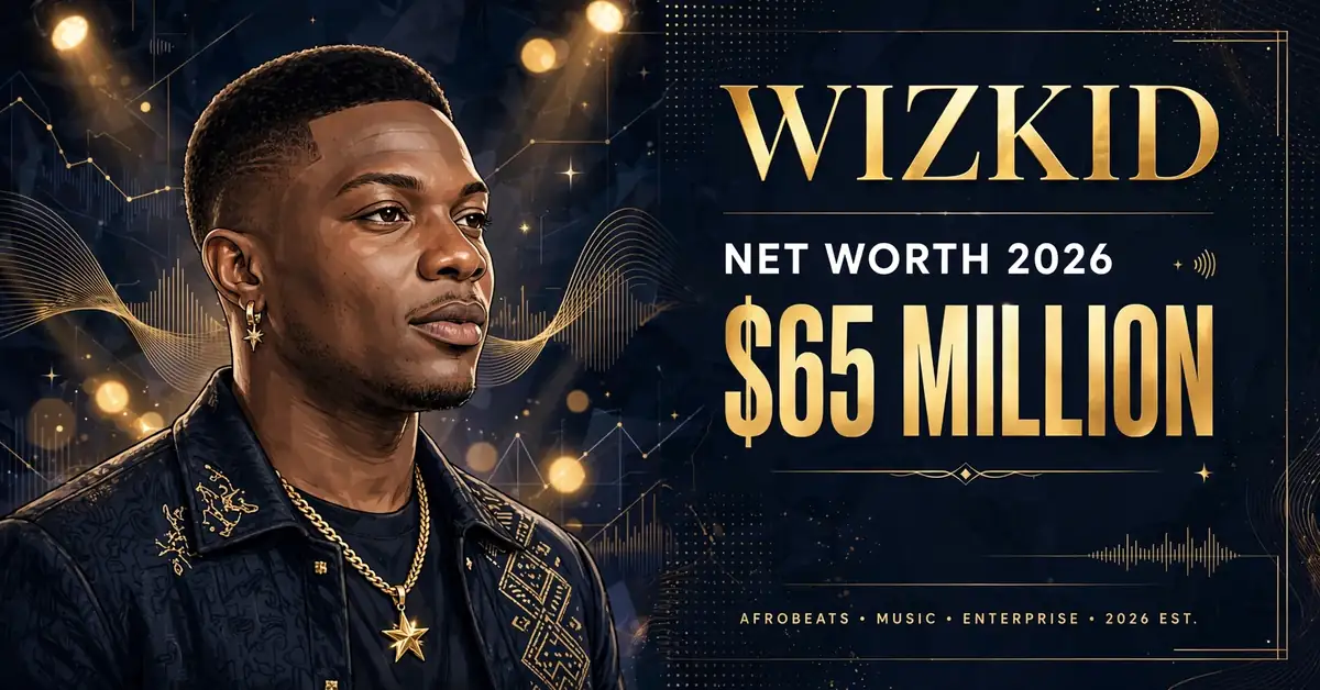 Wizkid net worth 2026 — estimated $50 to $80 million fortune infographic
