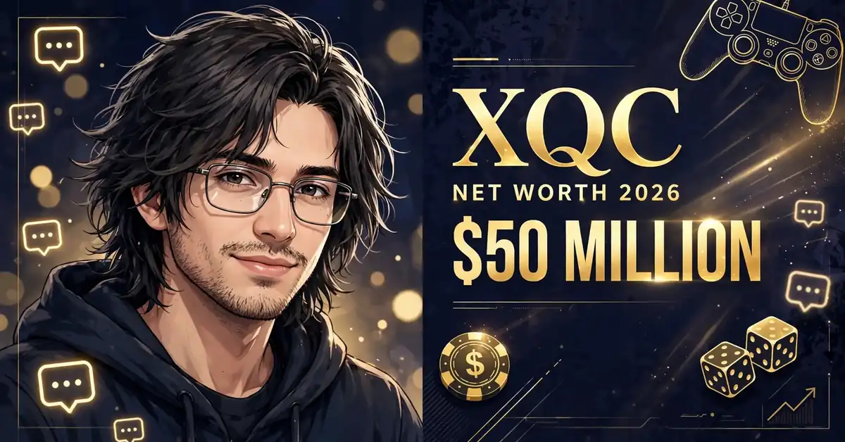 xQc net worth 2026 — estimated $36 to $70 million fortune infographic