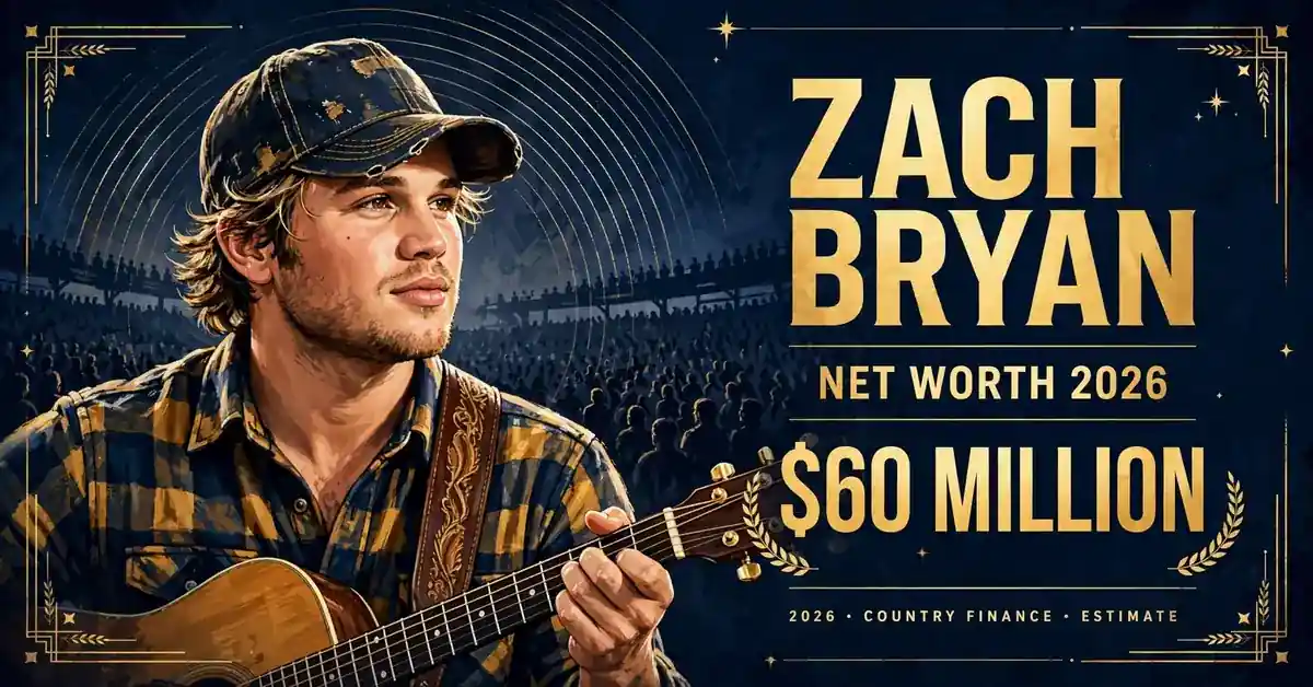 Zach Bryan net worth 2026 — estimated $40 to $80 million fortune infographic